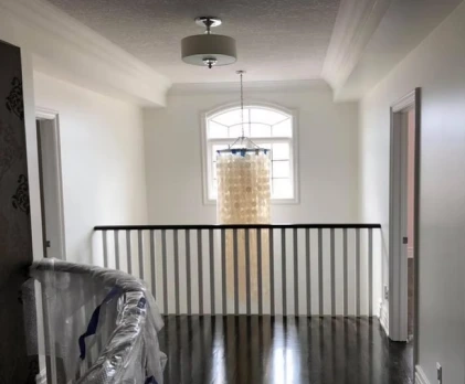 Staircase wall freshly painted