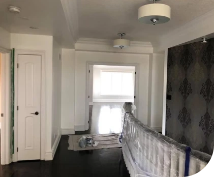 Ceiling and wall paint in open concept room